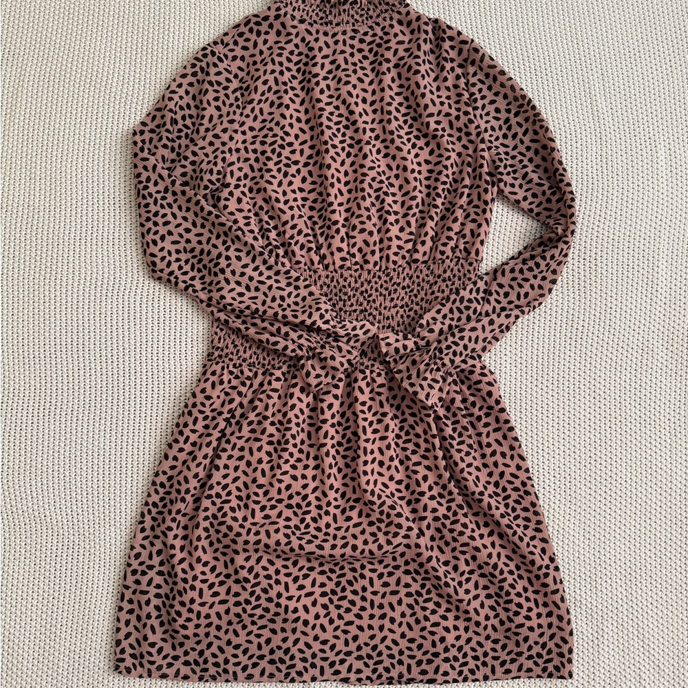 She + Sky Pink Animal Print Long Sleeve Dress